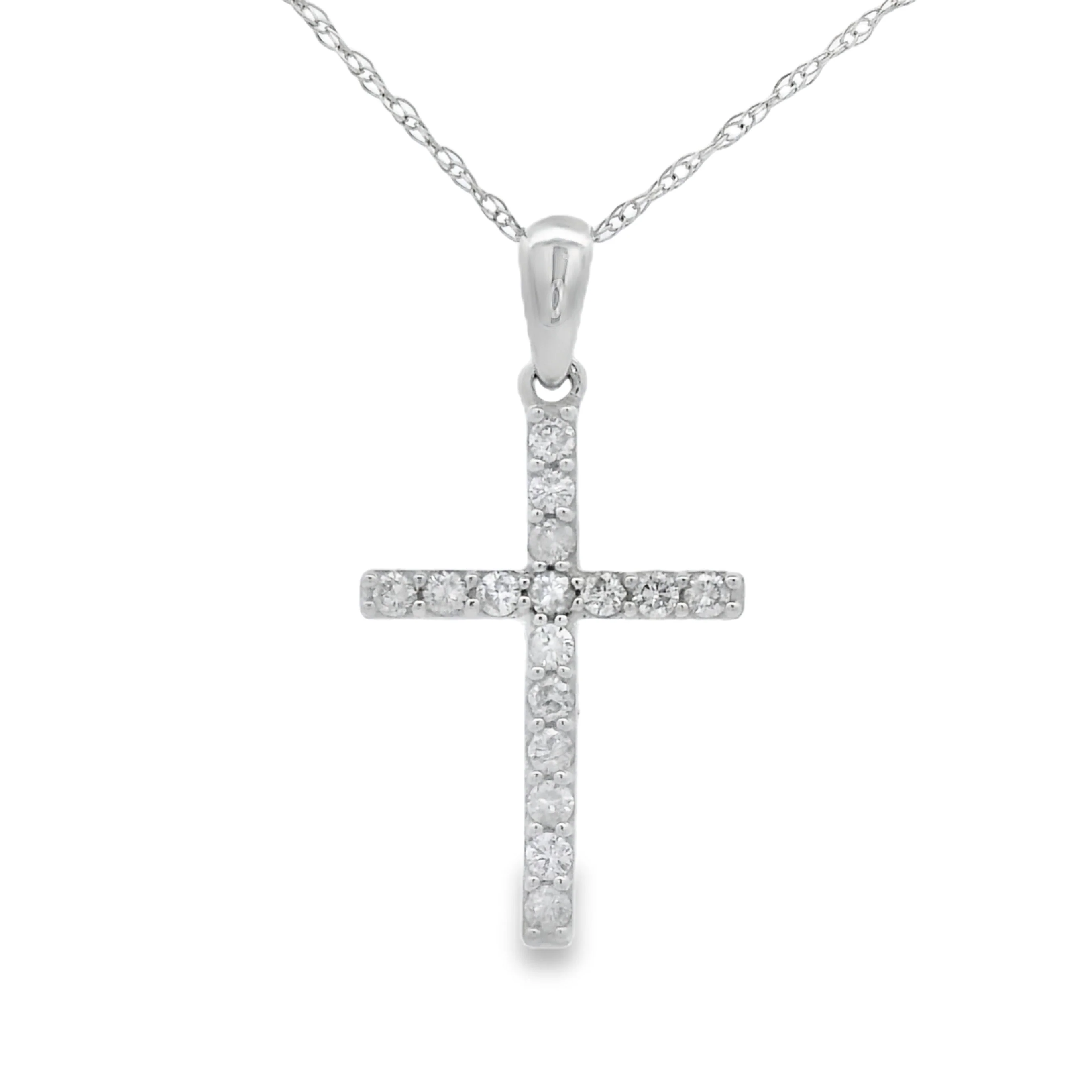 .19ct Diamond Cross Religious Pendant 14KT White Gold