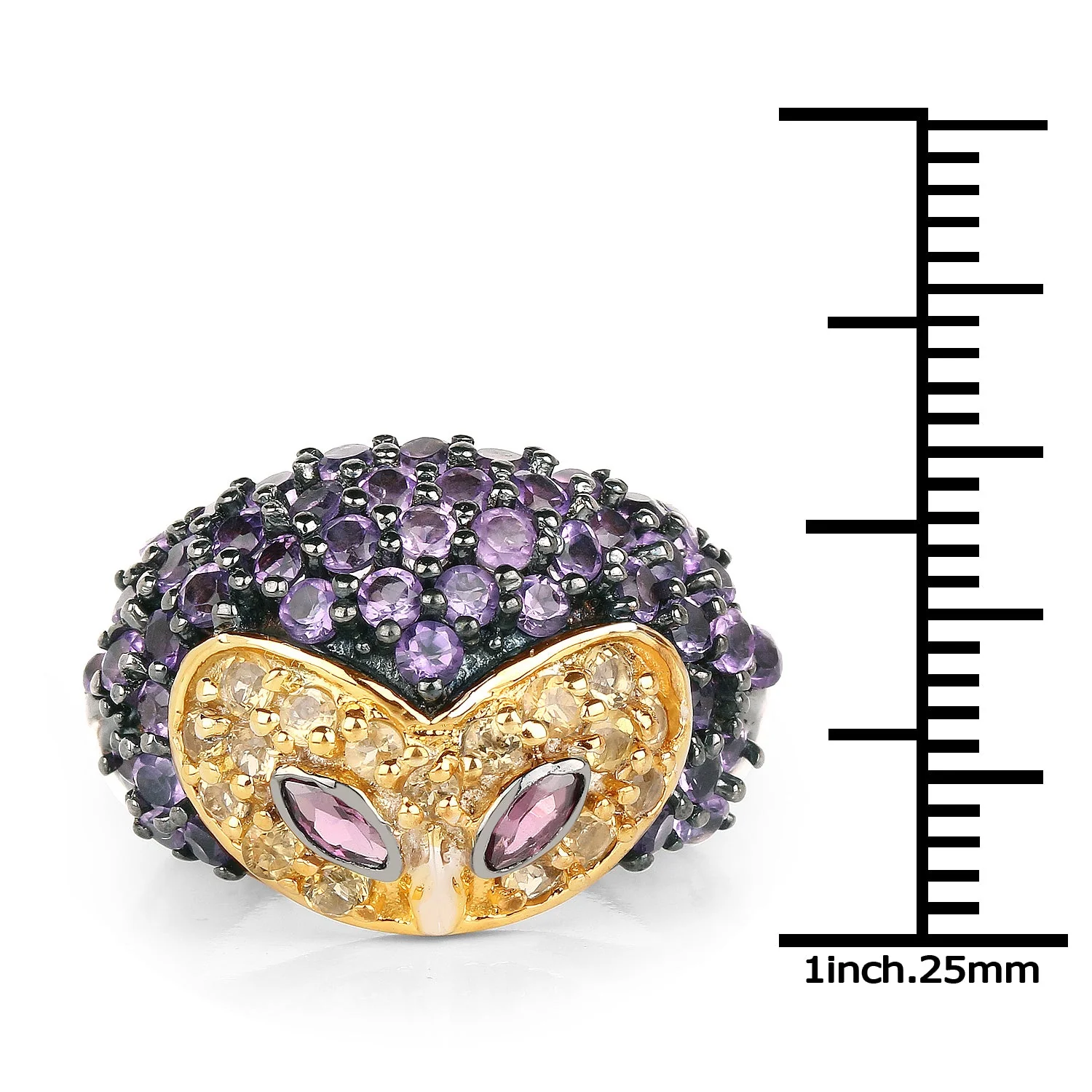 2.01 Carat Genuine Rhodolite and Amethyst .925 Sterling Silver Ring - Image 3