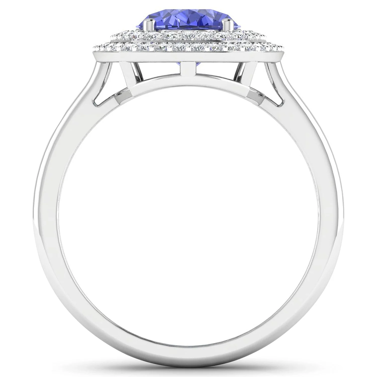 2.02 Carat Genuine Tanzanite and White Diamond 14K White Gold Ring - Image 2