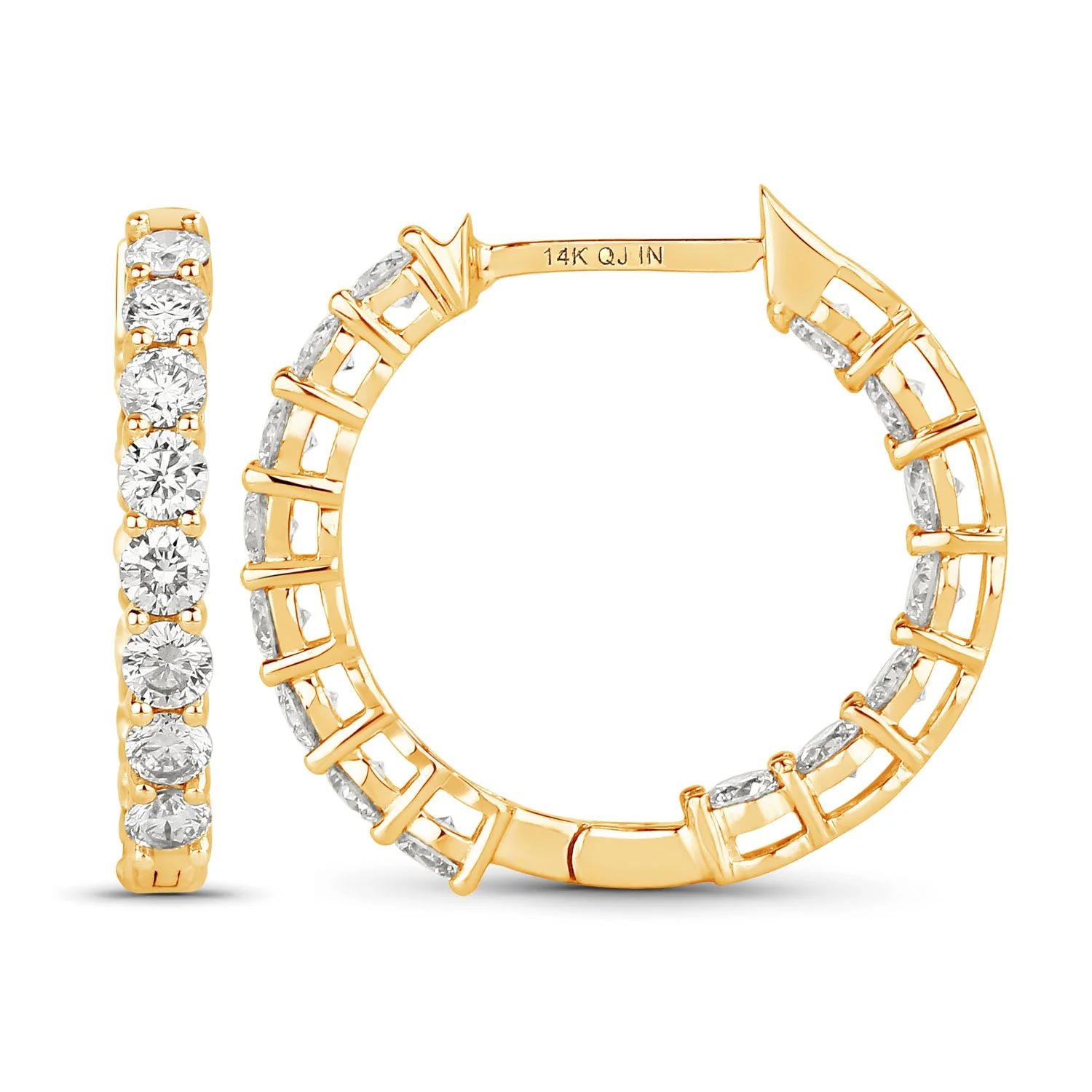 2.04 Carat Genuine Lab Grown Diamond 14K Yellow Gold Earrings - Image 2
