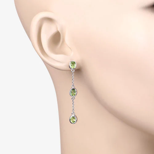 2.10 Carat Genuine Peridot .925 Sterling Silver Earrings - Image 9