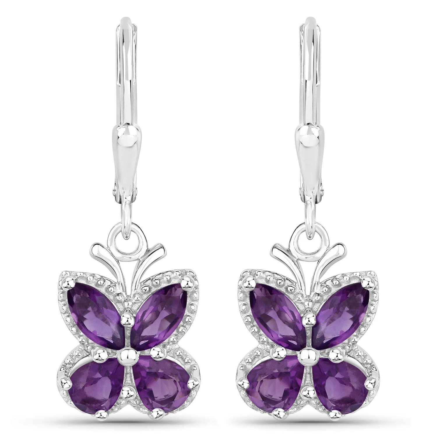 2.12 Carat Genuine Amethyst .925 Sterling Silver Earrings