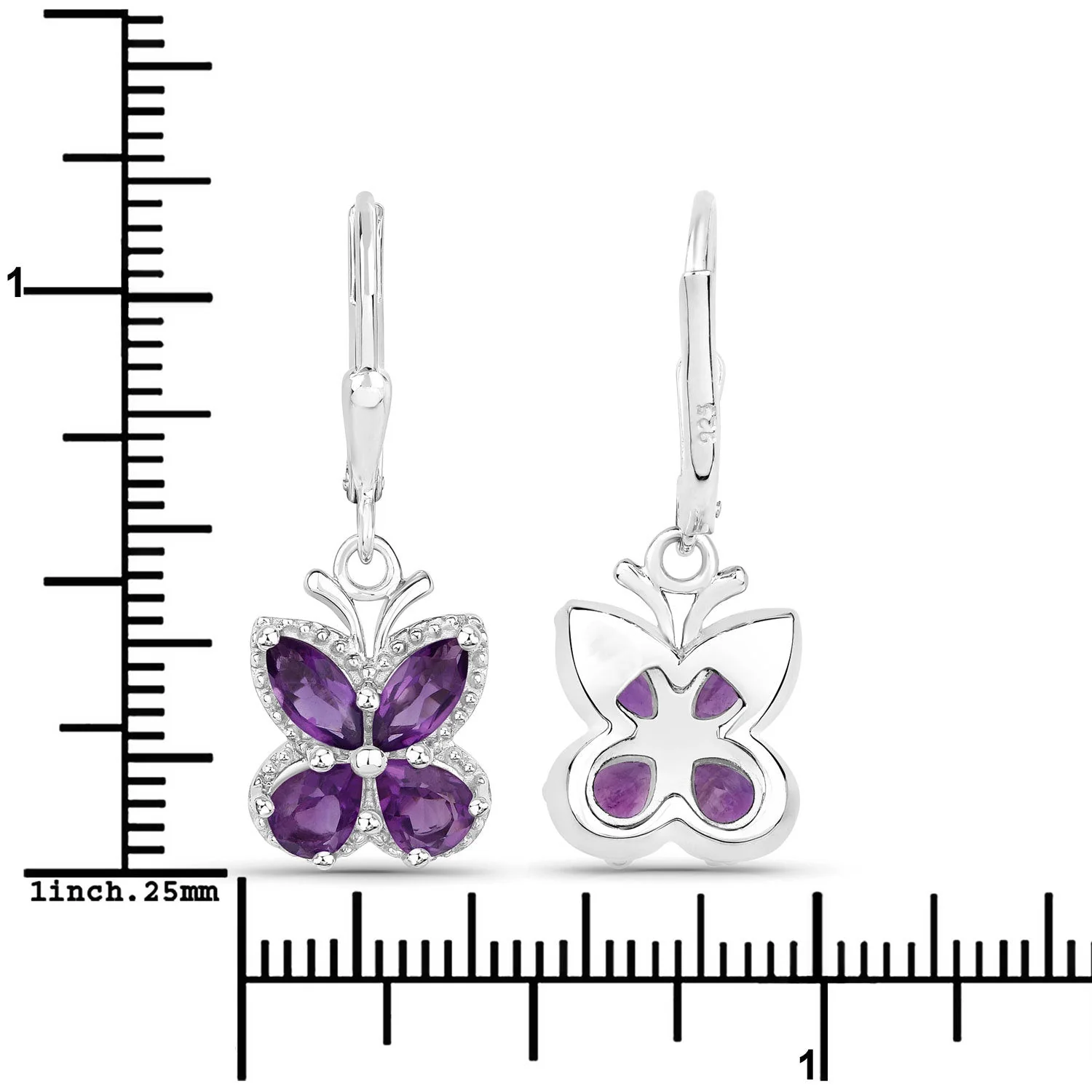 2.12 Carat Genuine Amethyst .925 Sterling Silver Earrings - Image 3