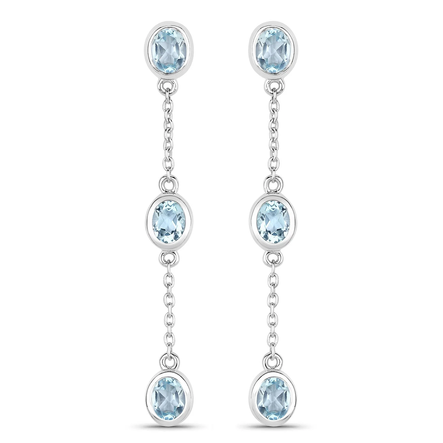 2.16 Carat Genuine Blue Topaz .925 Sterling Silver Earrings