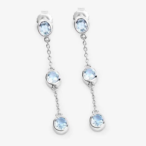 2.16 Carat Genuine Blue Topaz .925 Sterling Silver Earrings - Image 10