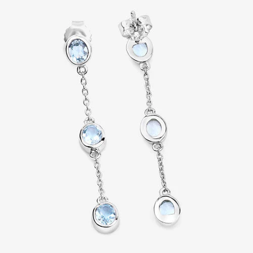 2.16 Carat Genuine Blue Topaz .925 Sterling Silver Earrings - Image 11