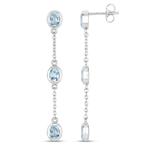 2.16 Carat Genuine Blue Topaz .925 Sterling Silver Earrings - Image 6