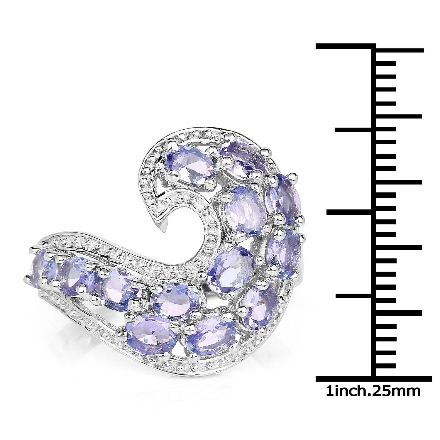 2.21 Carat Genuine Tanzanite .925 Sterling Silver Ring - Image 3