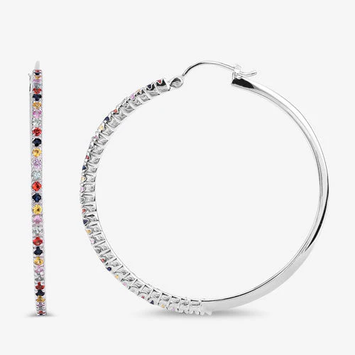 2.24 Carat Genuine Multi Sapphire .925 Sterling Silver Earrings - Image 12