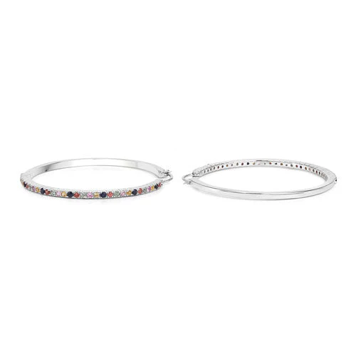 2.24 Carat Genuine Multi Sapphire .925 Sterling Silver Earrings - Image 9