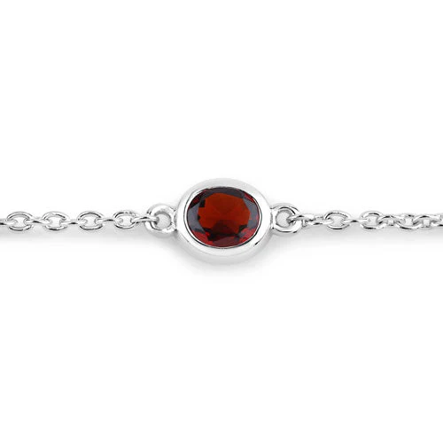 2.25 Carat Genuine Garnet .925 Sterling Silver Bracelet - Image 2