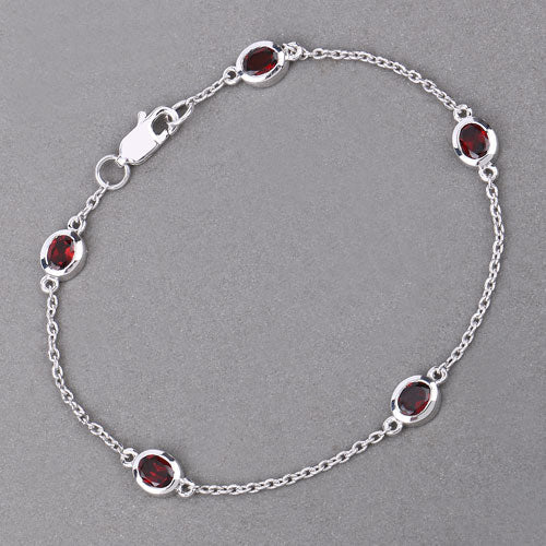 2.25 Carat Genuine Garnet .925 Sterling Silver Bracelet - Image 4