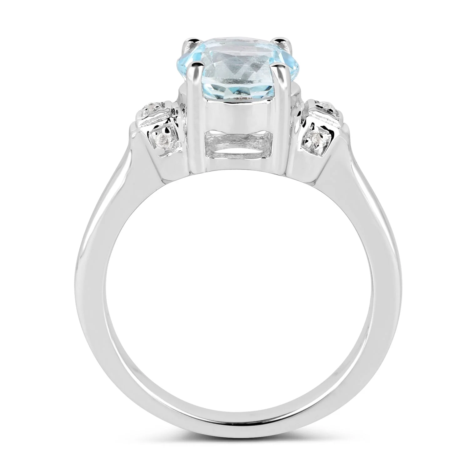 2.28 Carat Genuine Blue Topaz and White Topaz .925 Sterling Silver Ring - Image 2