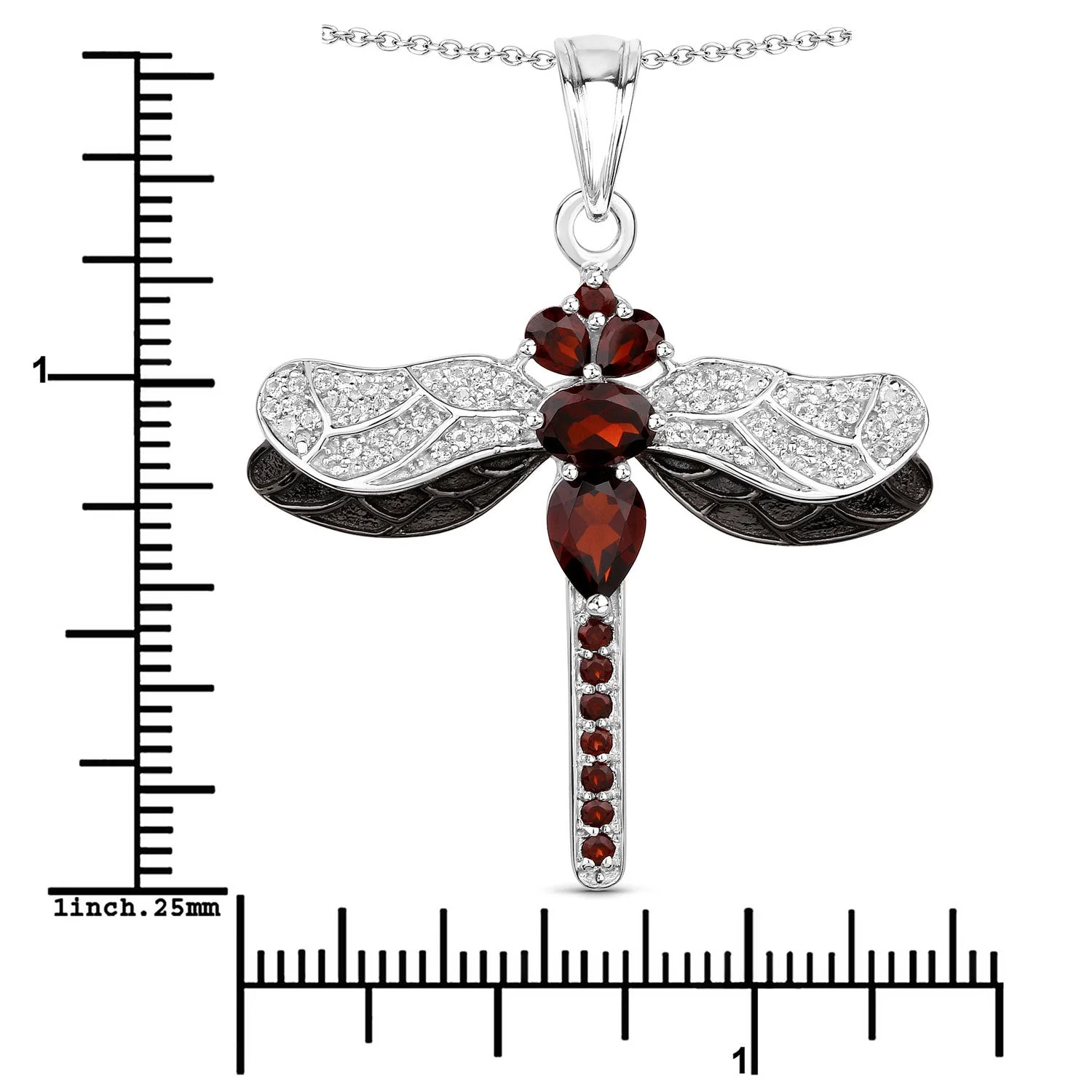 2.29 Carat Genuine Garnet and White Topaz .925 Sterling Silver Pendant - Image 3