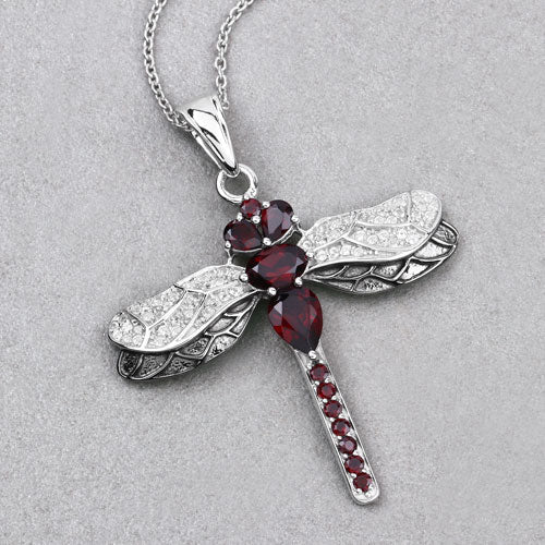 2.29 Carat Genuine Garnet and White Topaz .925 Sterling Silver Pendant - Image 8