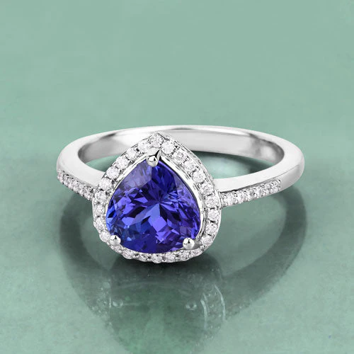 2.33 Carat Genuine Tanzanite and White Diamond 14K White Gold Ring - Image 5