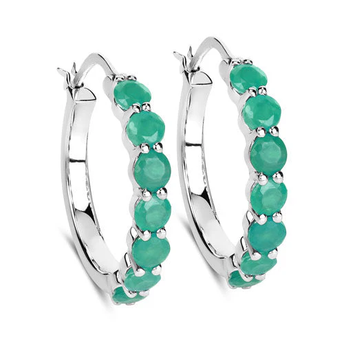 2.38 Carat Genuine Emerald .925 Sterling Silver Earrings - Image 5