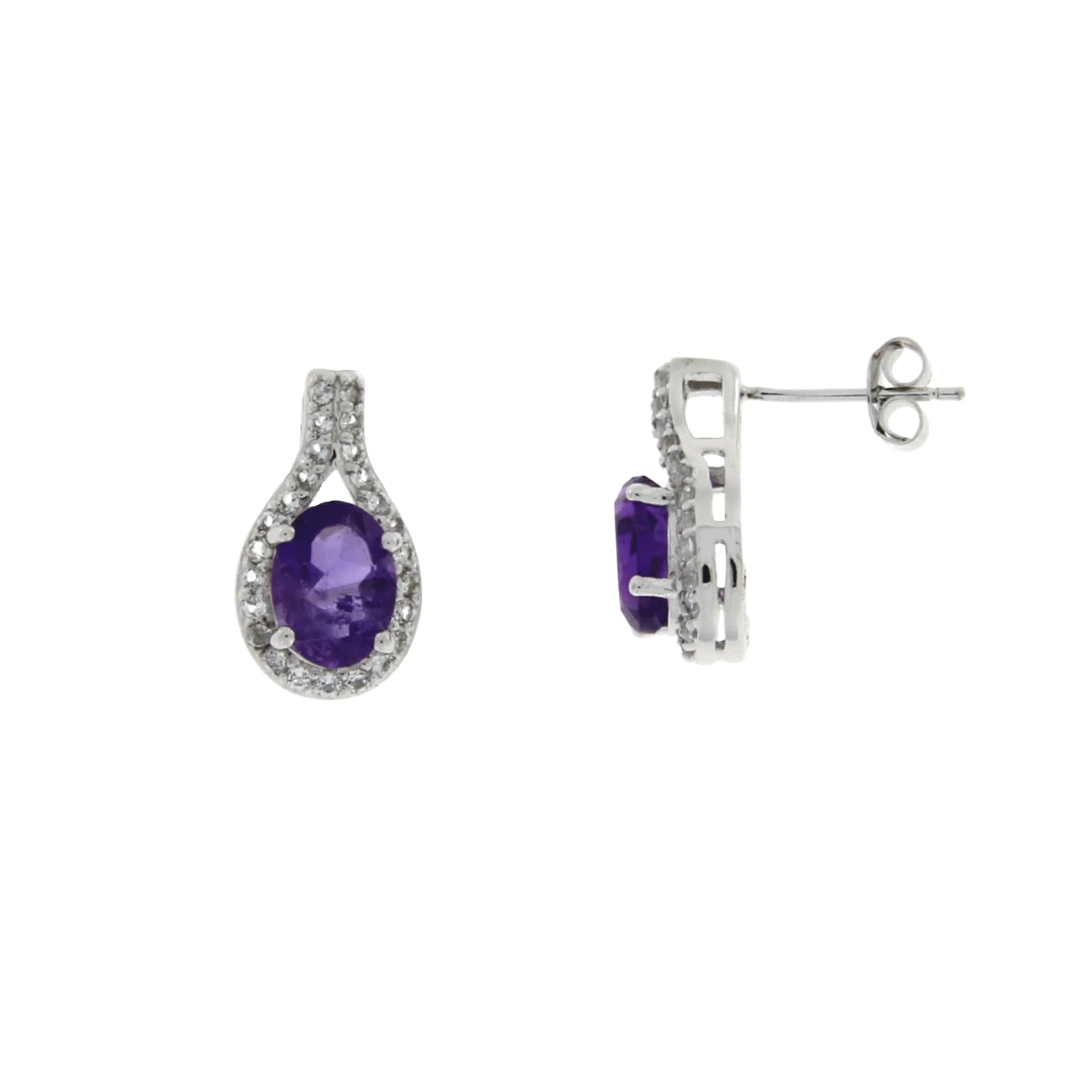 2.50ct Amethyst White Topaz Earrings Sterling Silver - Image 3
