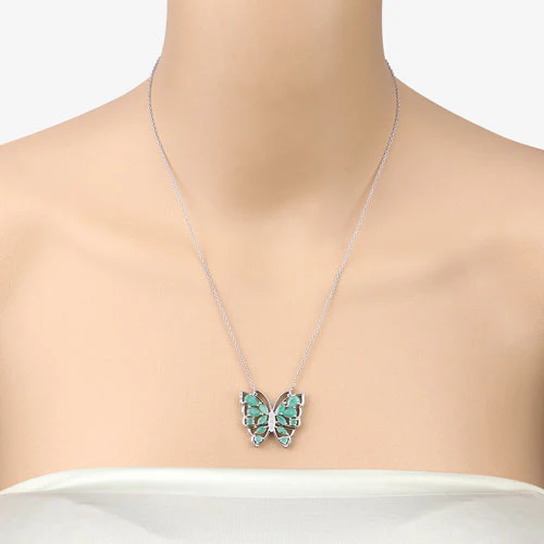 2.60 Carat Genuine Emerald and White Zircon .925 Sterling Silver Necklace - Image 10