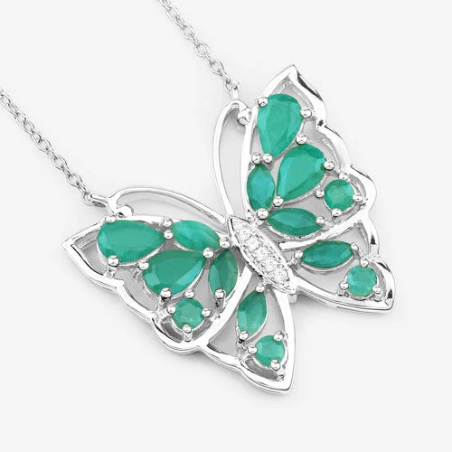 2.60 Carat Genuine Emerald and White Zircon .925 Sterling Silver Necklace - Image 8