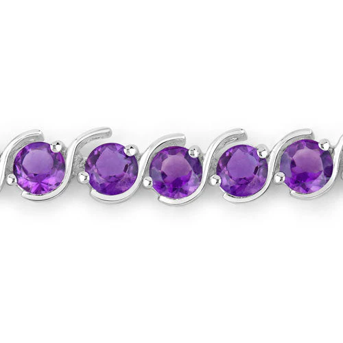 2.64 Carat Genuine Amethyst .925 Sterling Silver Bracelet - Image 5