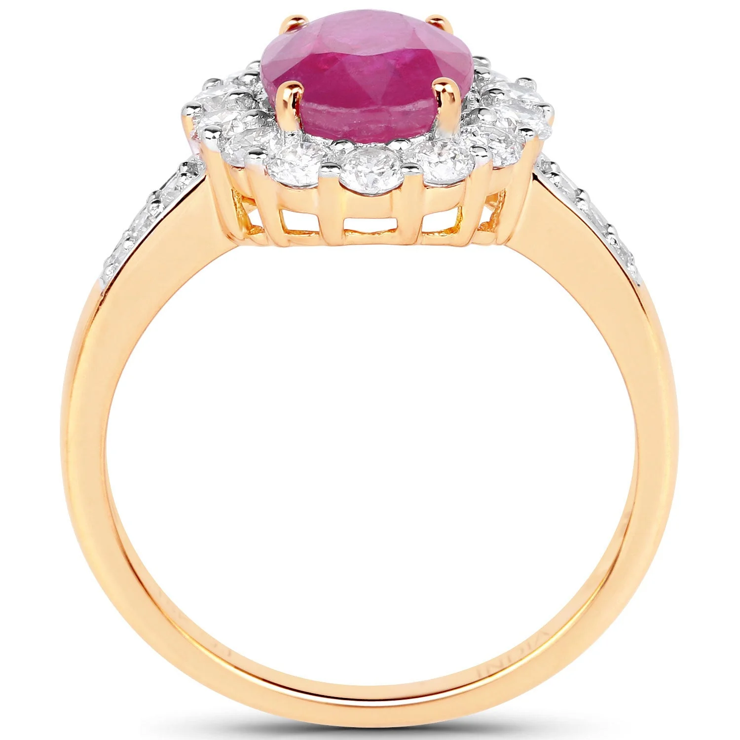2.84 Carat Genuine Burma Ruby and White Diamond 18K Yellow Gold Ring - Image 2