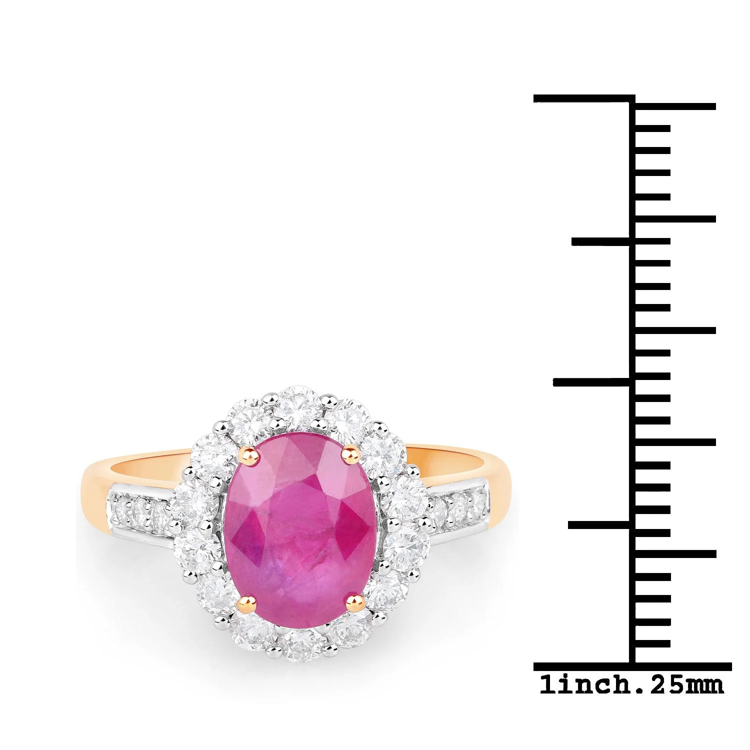 2.84 Carat Genuine Burma Ruby and White Diamond 18K Yellow Gold Ring - Image 3