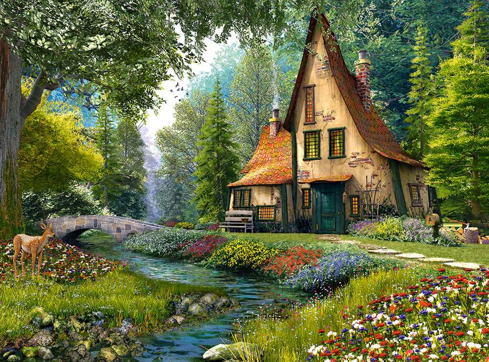 2000 Piece Jigsaw Puzzle, Toadstool Cottage, Charming Nook, Pond, Countryside, Adult Puzzles, Castorland C-200634-2 - Image 2