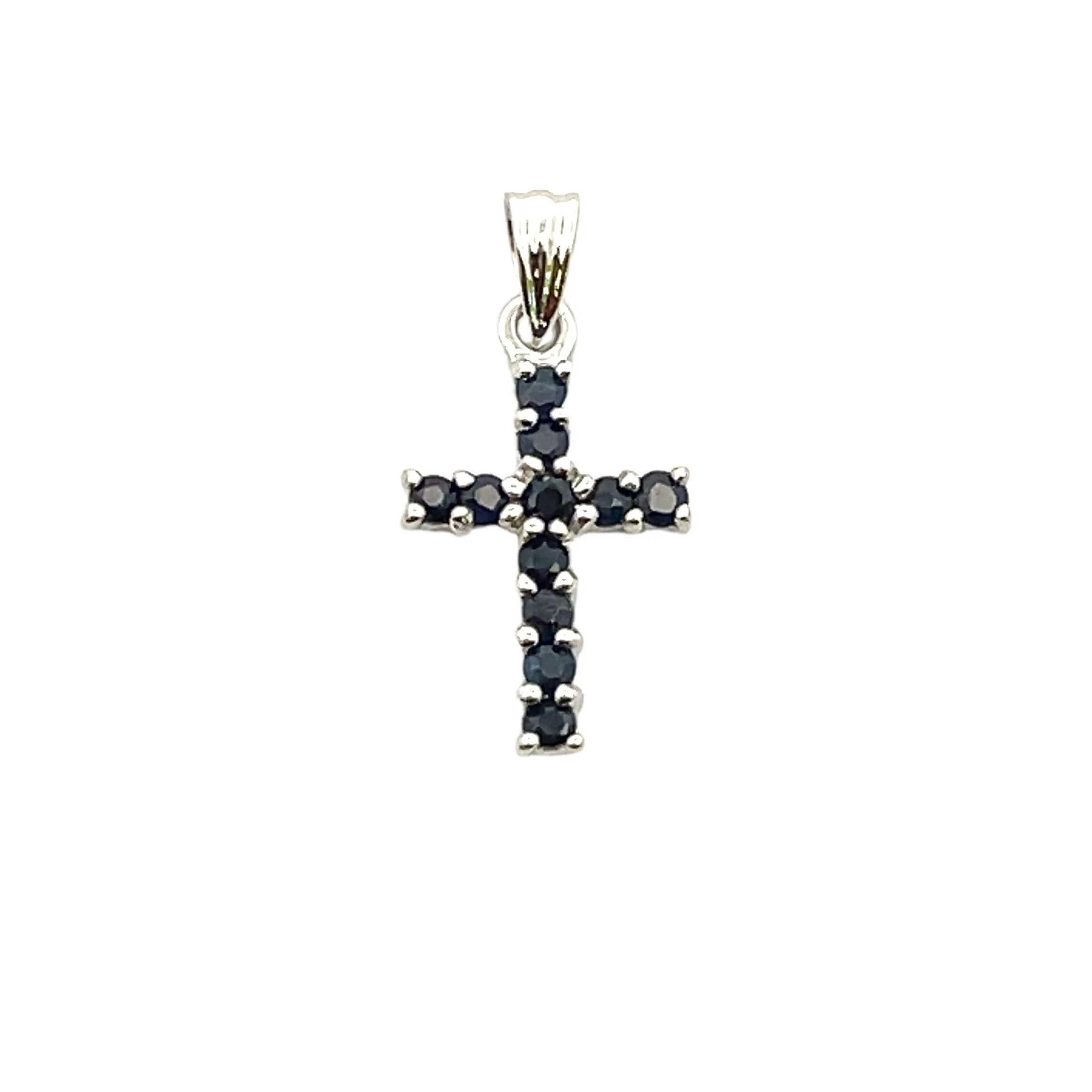 .21ct Sapphire Cross Religious Pendant 10KT White Gold - Image 3