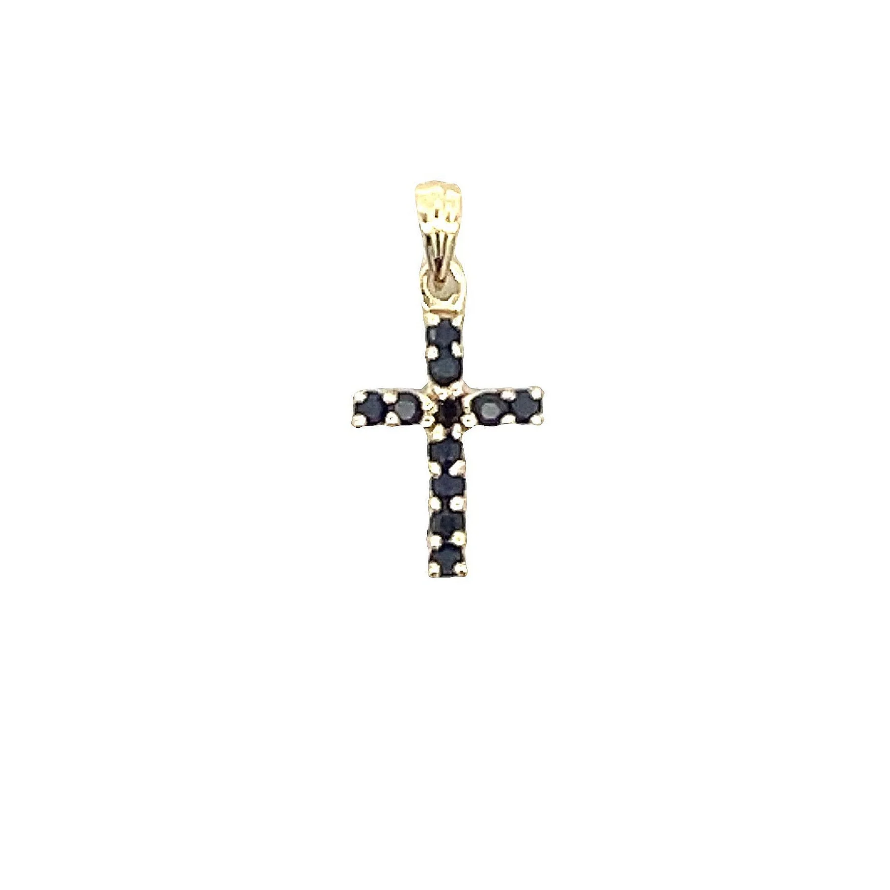 .21ct Sapphire Cross Religious Pendant 10KT Yellow Gold - Image 3