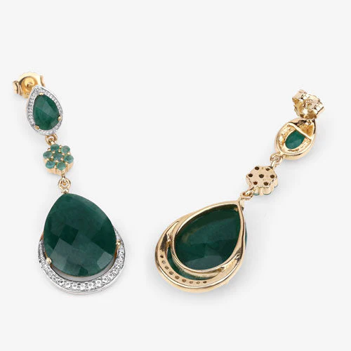 22.70 Carat Dyed Emerald and White Topaz .925 Sterling Silver Earrings - Image 7
