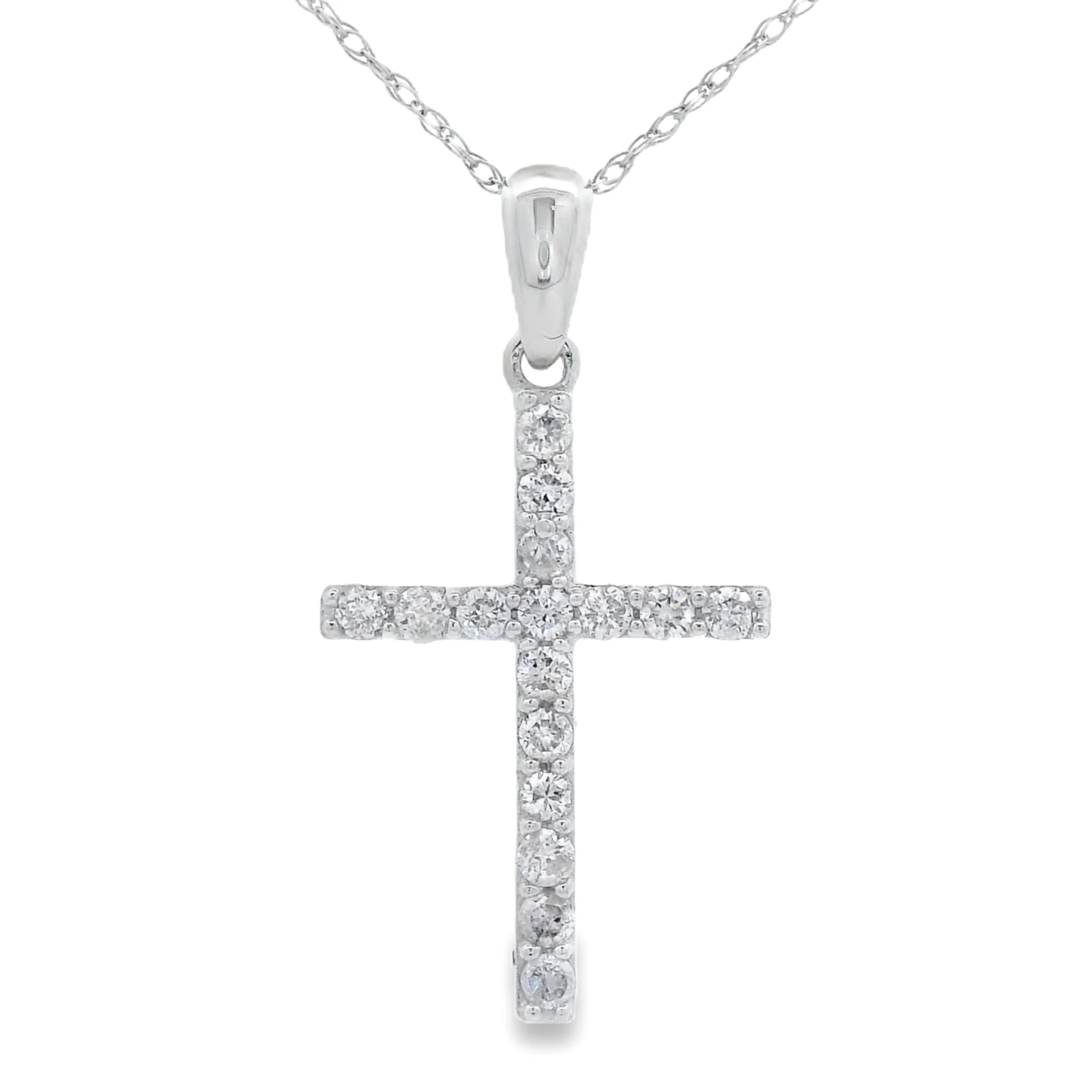 .25ct Diamond Cross Religious Pendant 14KT White Gold
