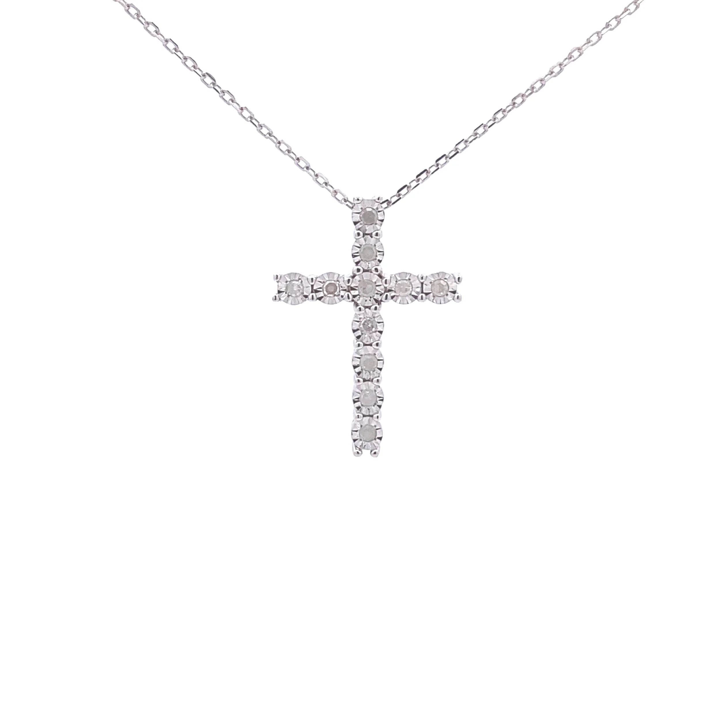 .25ct Diamond Cross Religious Pendant Sterling Silver - Image 4
