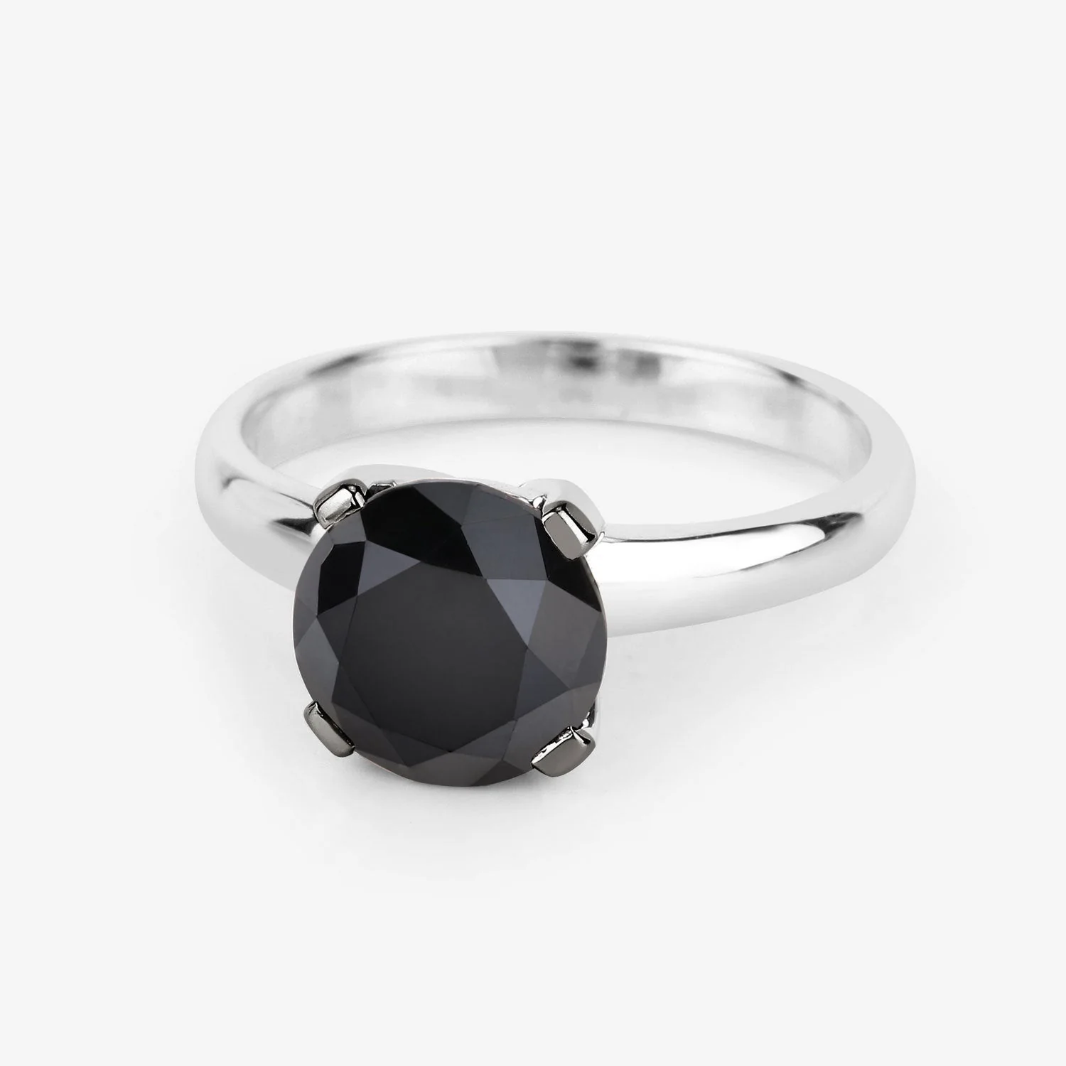 3.00 Carat Genuine Black Diamond 14K White Gold Ring - Image 4