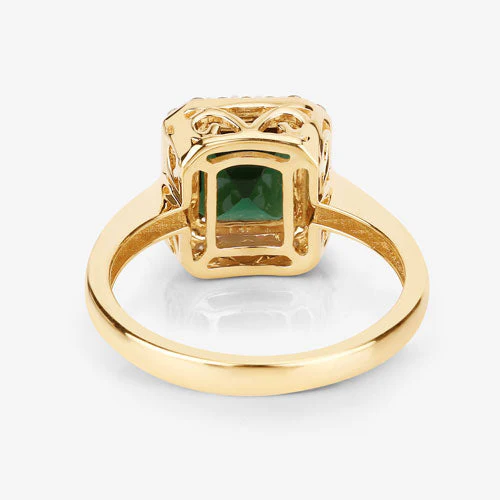 3.02 Carat Genuine Green Tourmaline and White Diamond 14K Yellow Gold Ring - Image 13