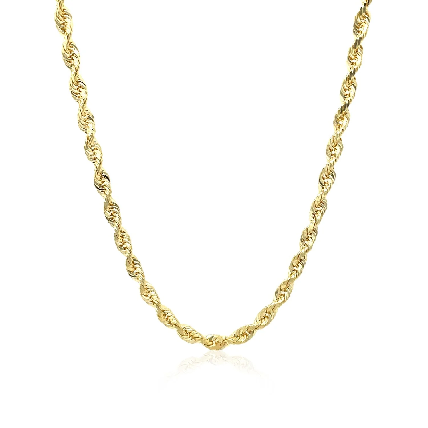 3.0mm 10k Yellow Gold Solid Diamond Cut Rope Chain - Image 8