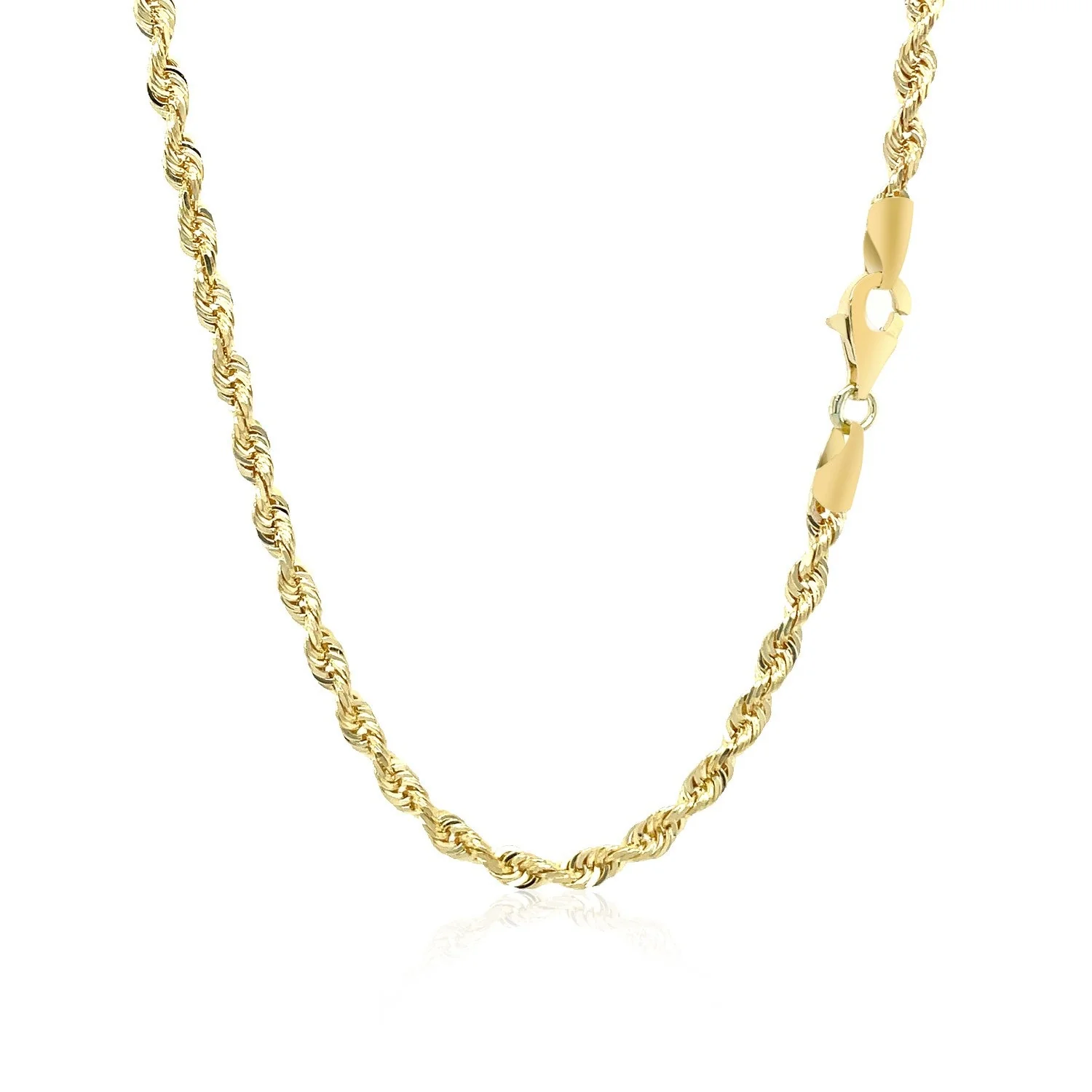 3.0mm 10k Yellow Gold Solid Diamond Cut Rope Chain - Image 9