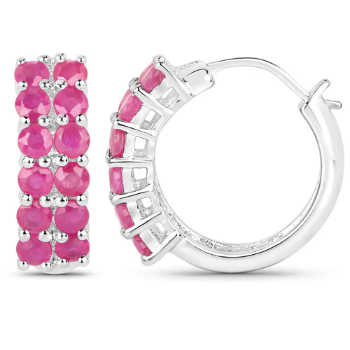 3.12 Carat Genuine Ruby .925 Sterling Silver Earrings - Image 2
