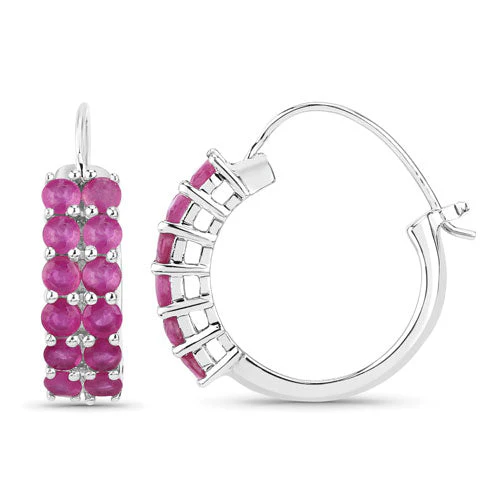 3.12 Carat Genuine Ruby .925 Sterling Silver Earrings - Image 4