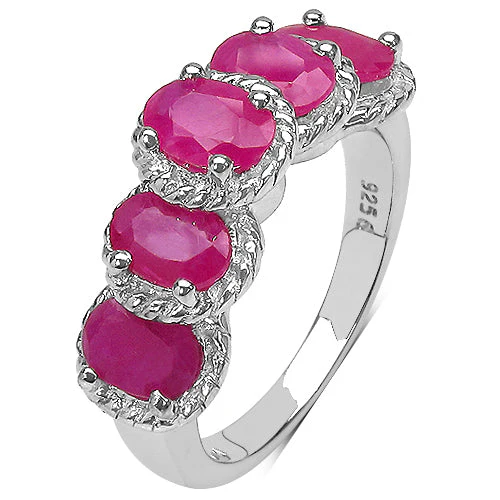 3.20 Carat Genuine Ruby Sterling Silver Ring - Image 2