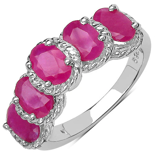 3.20 Carat Genuine Ruby Sterling Silver Ring - Image 4