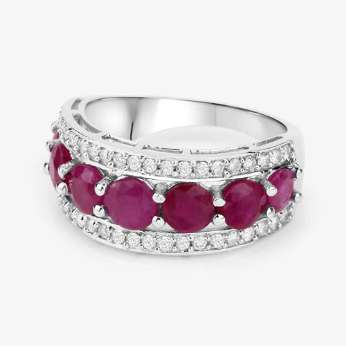 3.24 Carat Genuine Ruby and White Diamond 14K White Gold Ring - Image 10