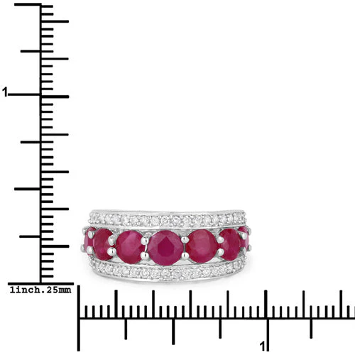 3.24 Carat Genuine Ruby and White Diamond 14K White Gold Ring - Image 7