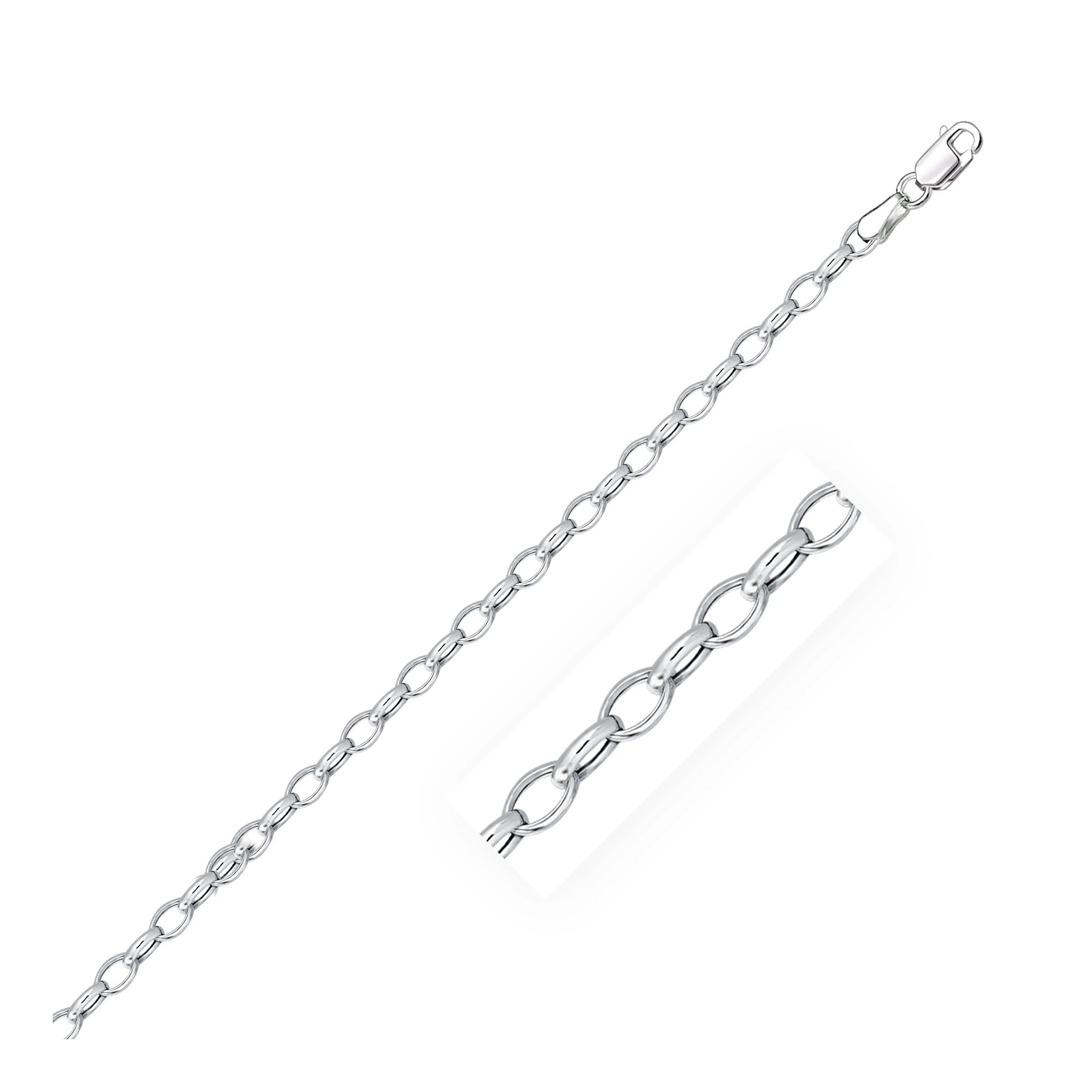 3.2mm 14k White Gold Oval Rolo Bracelet - Image 3