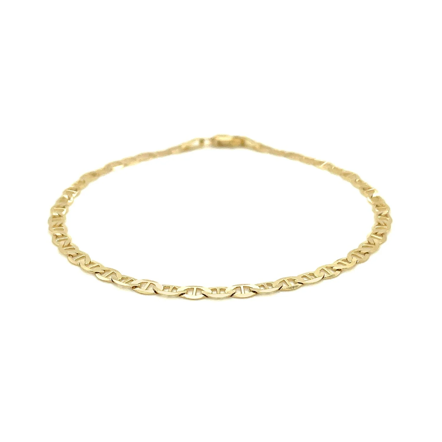 3.2mm 14k Yellow Gold Mariner Link Anklet - Image 6