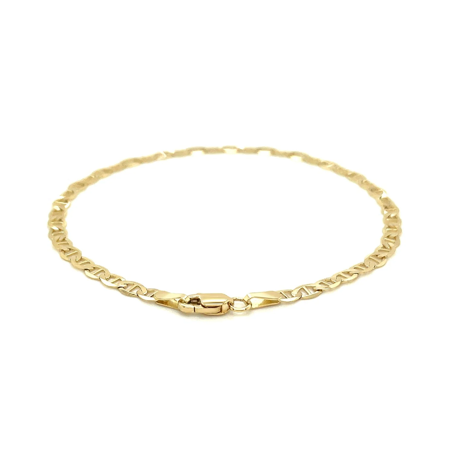 3.2mm 14k Yellow Gold Mariner Link Anklet - Image 7