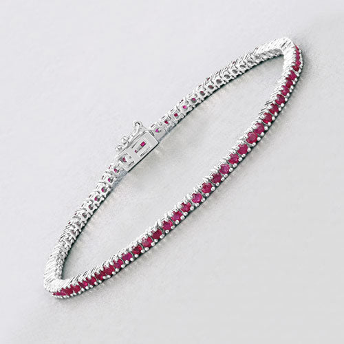 3.35 Carat Genuine Ruby .925 Sterling Silver Bracelet - Image 3