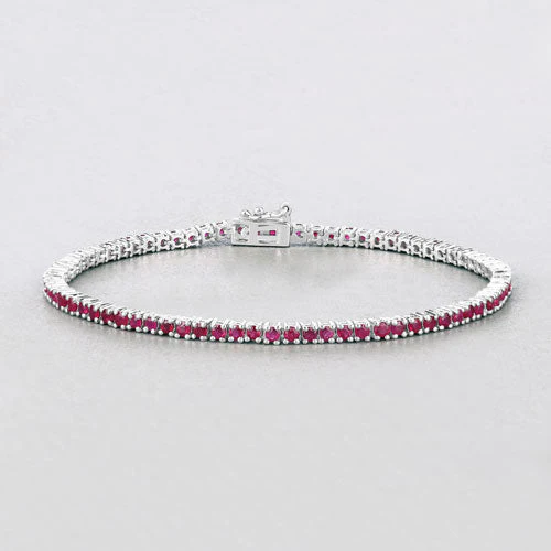 3.35 Carat Genuine Ruby .925 Sterling Silver Bracelet - Image 4