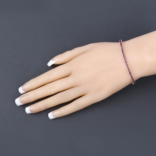 3.35 Carat Genuine Ruby .925 Sterling Silver Bracelet - Image 5