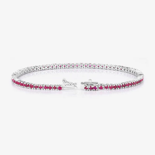 3.35 Carat Genuine Ruby .925 Sterling Silver Bracelet - Image 6